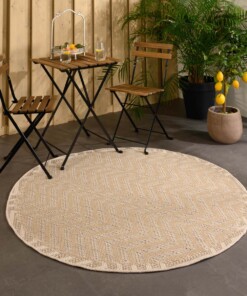 Tapis d'extérieur Rond aspect jute Sunny Contour - beige - sfeer, thumbnail