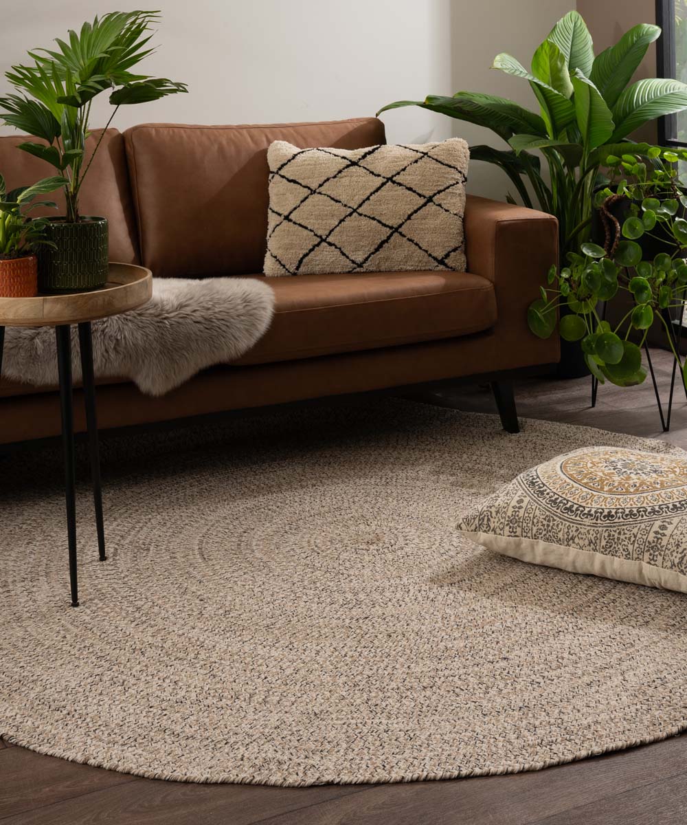 Tapis coton Rond Joy - beige/blanc - sfeer Tapis coton Rond Joy - beige/blanc - sfeer