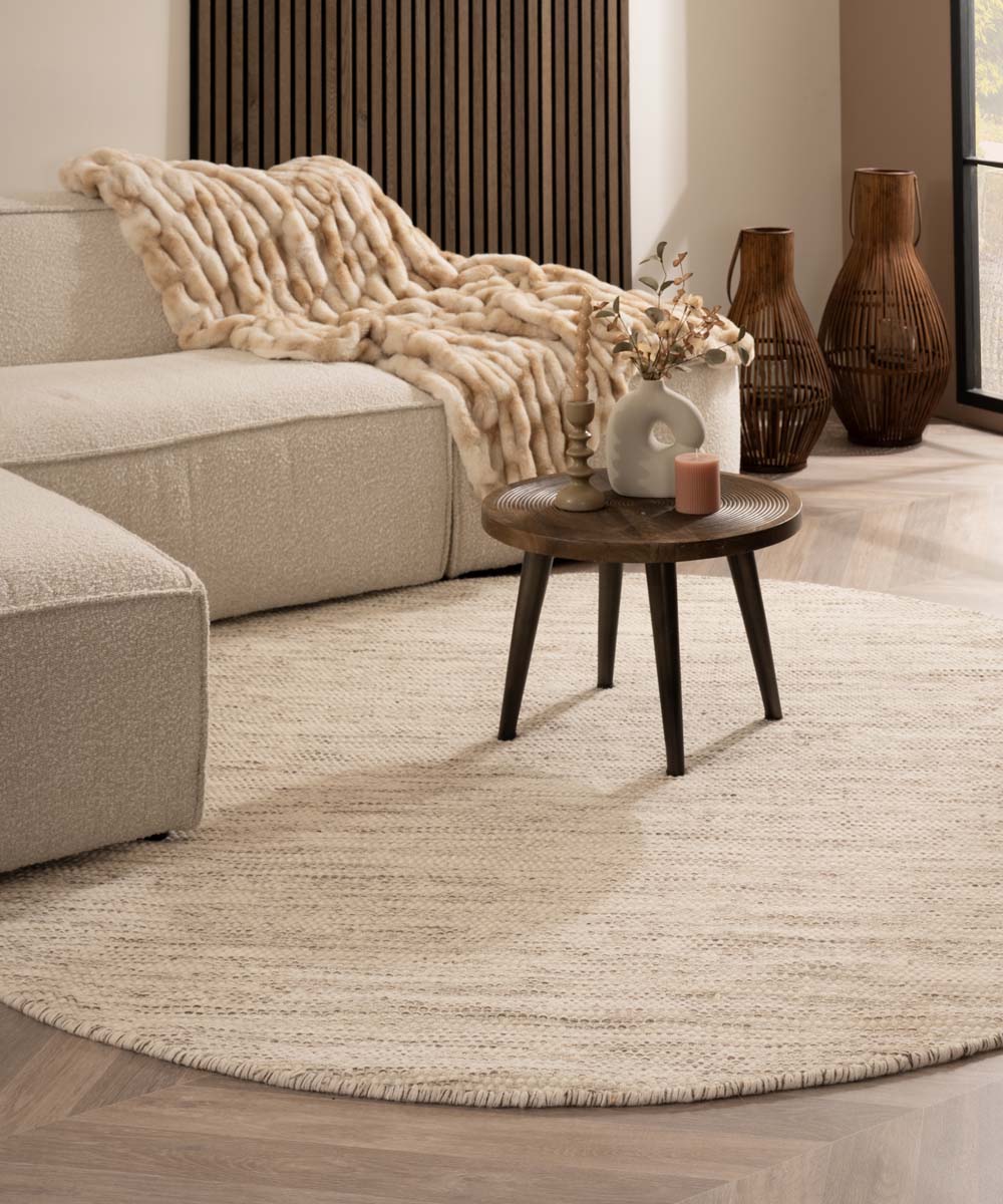 Tapis en laine Rond - Ulstein blanc/gris Tapis en laine Rond - Ulstein blanc/gris