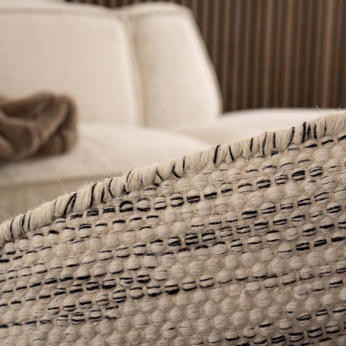 Tapis en laine Rond - Ulstein blanc/noir Tapis en laine Rond - Ulstein blanc/noir