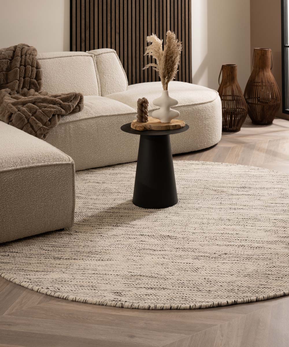 Tapis en laine Rond - Ulstein blanc/noir - sfeer Tapis en laine Rond - Ulstein blanc/noir - sfeer