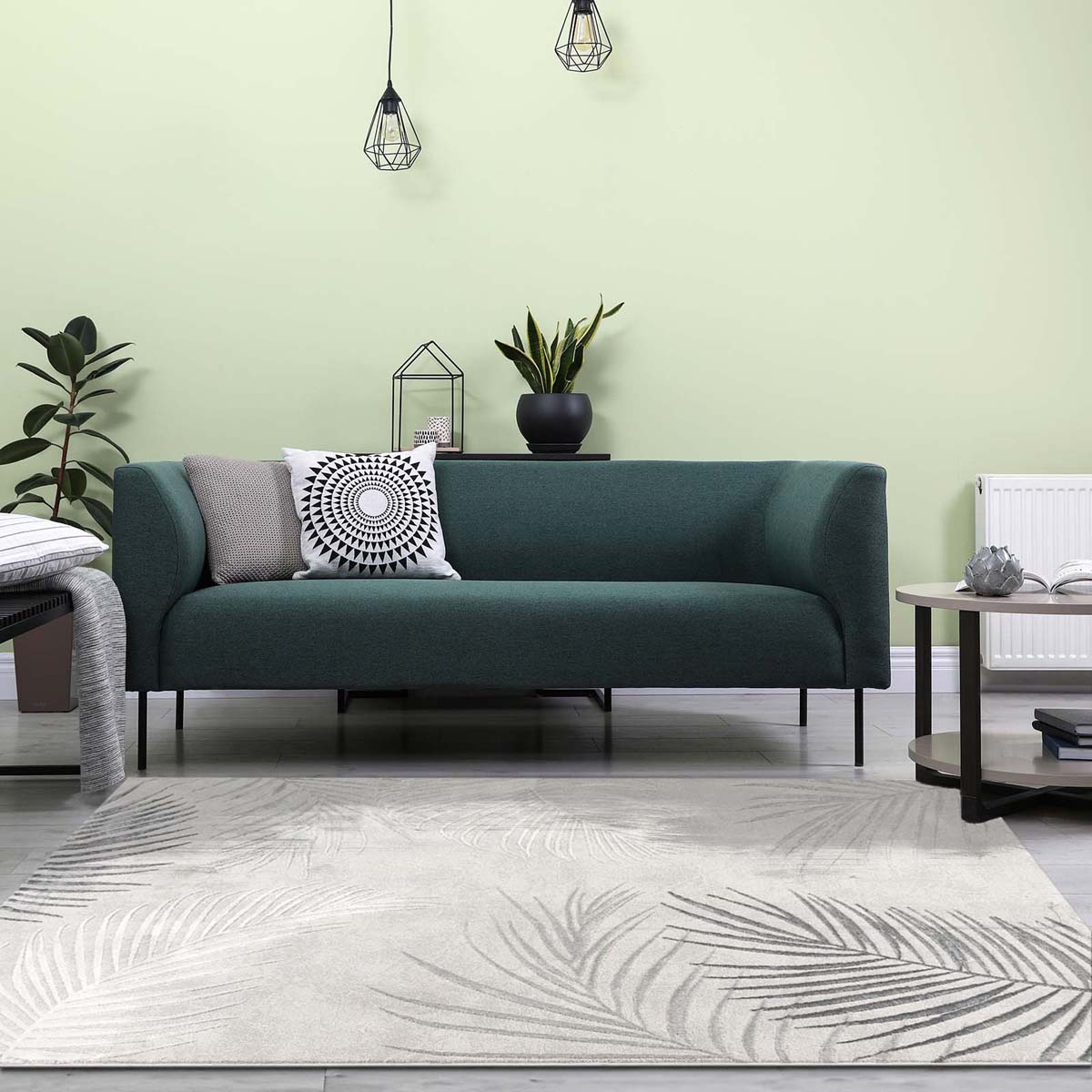 Tapis poil ras - Tropical Palms gris - sfeer Tapis poil ras - Tropical Palms gris - sfeer