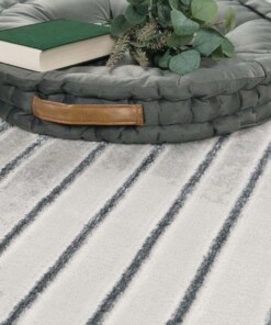 Tapis poil ras - Linnea crème/gris - close up, thumbnail Tapis poil ras - Linnea crème/gris - close up, thumbnail