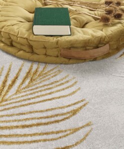 Tapis poil ras - Tropical Palms gris/jaune - close up, thumbnail Tapis poil ras - Tropical Palms gris/jaune - close up, thumbnail