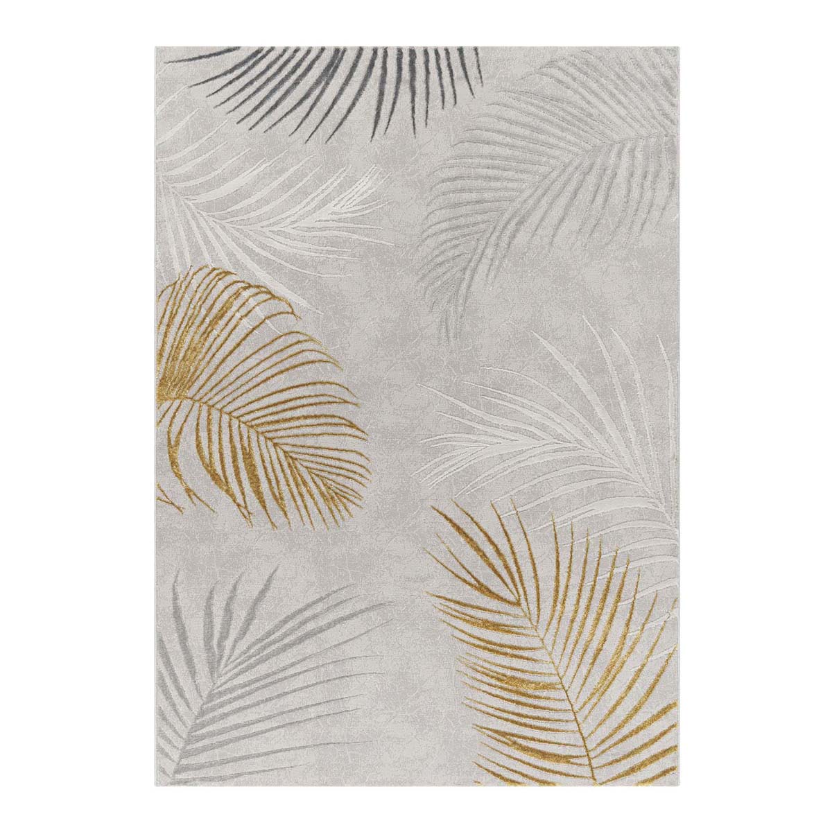 Tapis poil ras - Tropical Palms gris/jaune - overzicht Tapis poil ras - Tropical Palms gris/jaune - overzicht