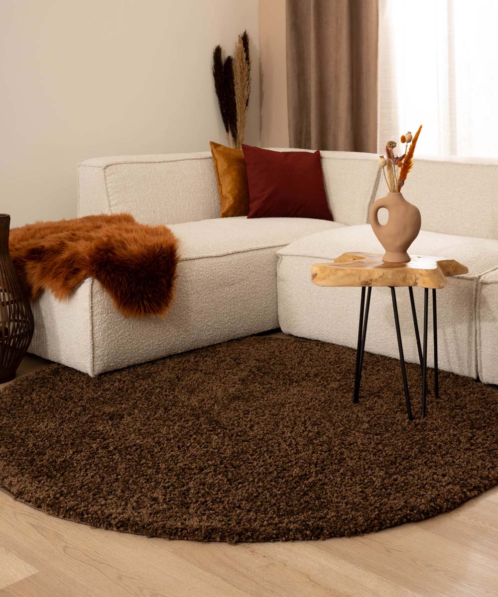 Tapis Rond poils longs Shaggy Trend - marron - sfeer Tapis Rond poils longs Shaggy Trend - marron - sfeer