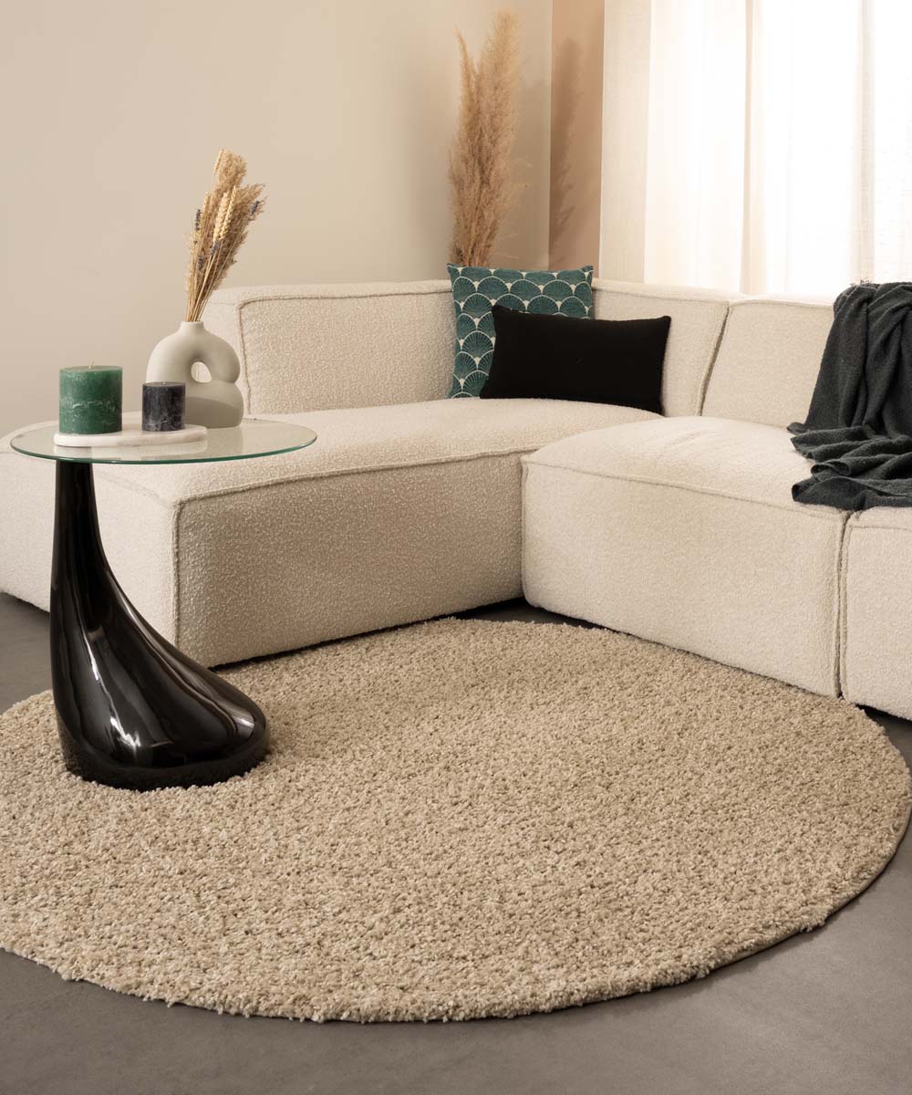 Tapis Rond poils longs Shaggy Trend - Champagne - sfeer Tapis Rond poils longs Shaggy Trend - Champagne - sfeer