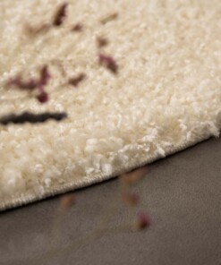 Tapis Rond poils longs Shaggy Trend - Crème - close up, thumbnail