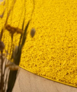 Tapis Rond poils longs Shaggy Trend - jaune - close up, thumbnail