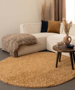 Tapis rond poils longs Shaggy Trend - or - sfeer