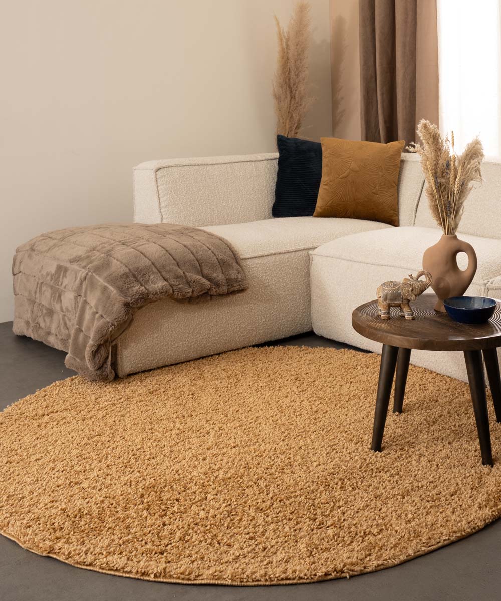 Tapis rond poils longs Shaggy Trend - or - sfeer Tapis rond poils longs Shaggy Trend - or - sfeer