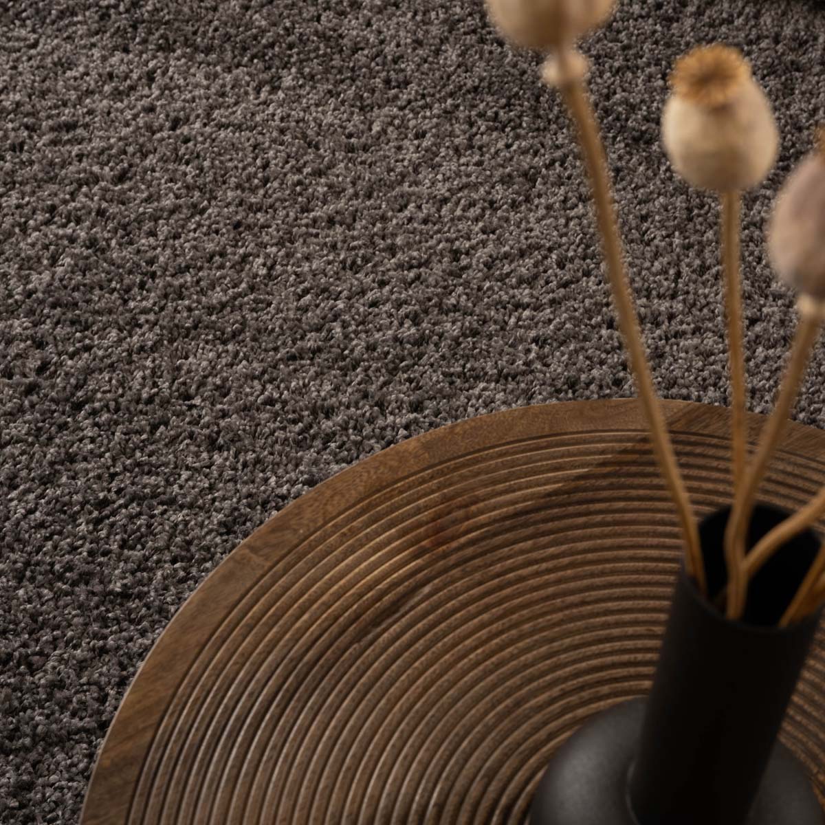 Tapis Carré poils longs Shaggy Trend - gris - close up Tapis Carré poils longs Shaggy Trend - gris - close up