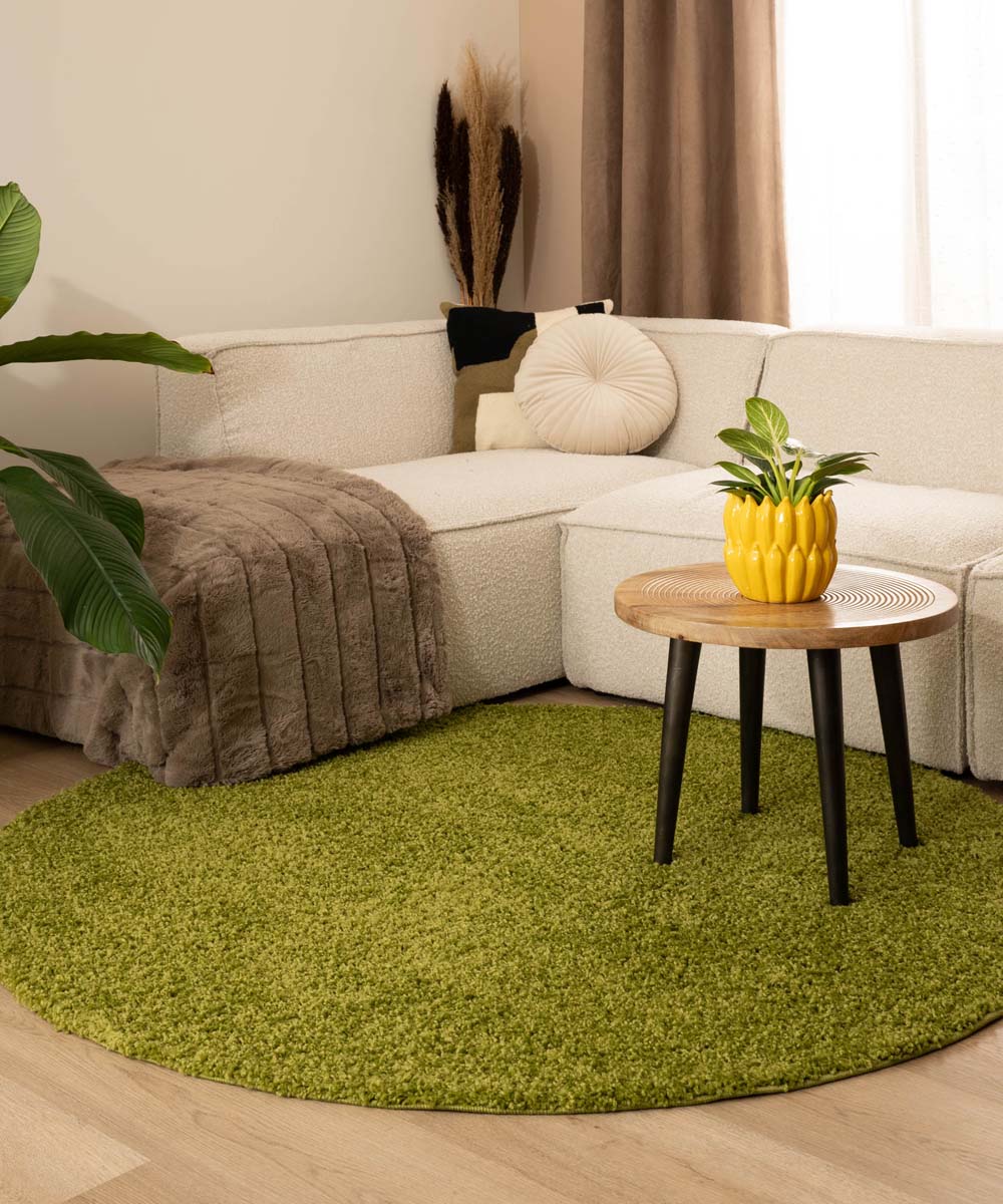 Tapis Rond poils longs Shaggy Trend - vert - sfeer Tapis Rond poils longs Shaggy Trend - vert - sfeer
