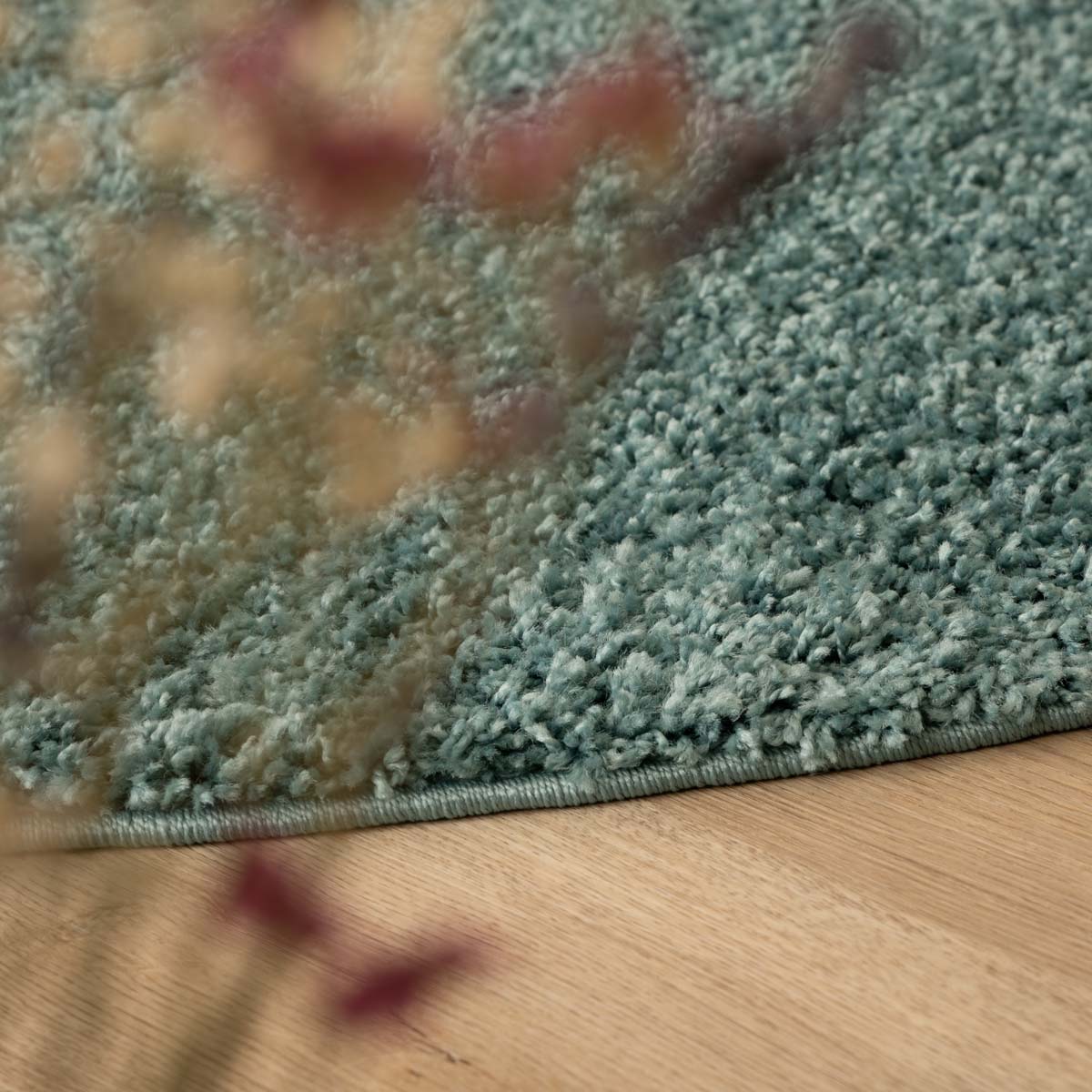 Tapis rond poils longs Shaggy Trend - bleu clair - close up Tapis rond poils longs Shaggy Trend - bleu clair - close up