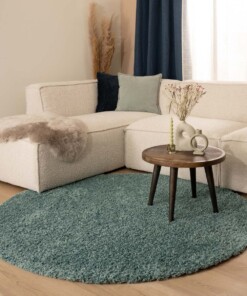 Tapis rond poils longs Shaggy Trend - bleu clair - sfeer