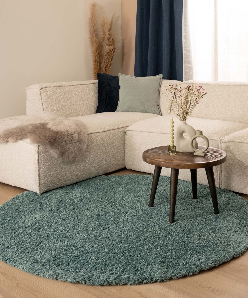 Tapis rond poils longs Shaggy Trend - bleu clair - sfeer Tapis rond poils longs Shaggy Trend - bleu clair - sfeer
