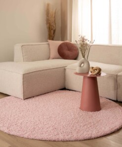 Tapis Rond poils longs Shaggy Trend - rose clair - sfeer