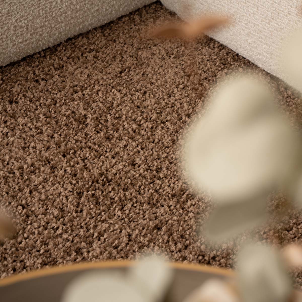 Tapis Rond poils longs Shaggy Trend - Moka - close up Tapis Rond poils longs Shaggy Trend - Moka - close up