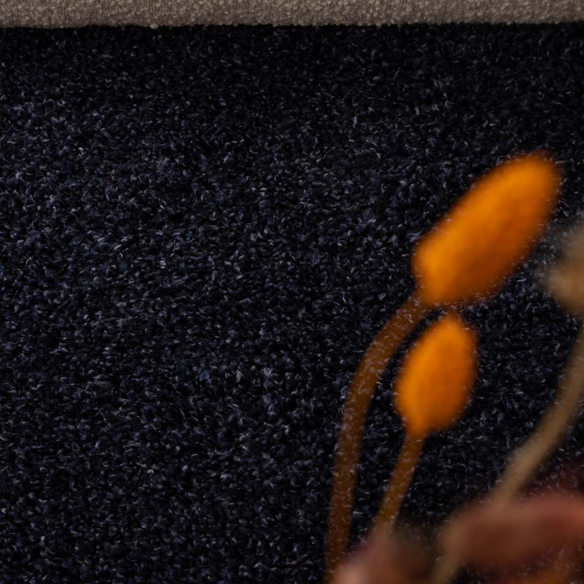 Tapis Rond poils longs Shaggy Trend - bleu marine - close up Tapis Rond poils longs Shaggy Trend - bleu marine - close up