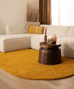 Tapis ovale poils longs - Shaggy Trend jaune moutarde - sfeer