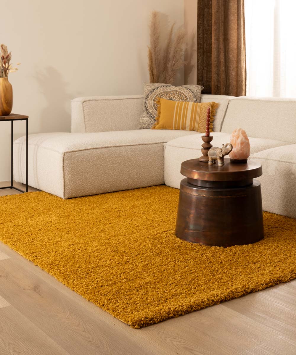 Tapis poils longs Shaggy Trend - jaune moutarde - sfeer Tapis poils longs Shaggy Trend - jaune moutarde - sfeer