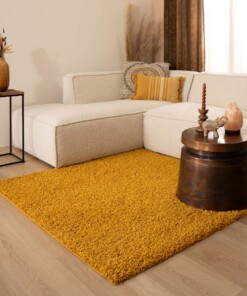 Tapis Carré poils longs Shaggy Trend - jaune moutarde - sfeer, thumbnail