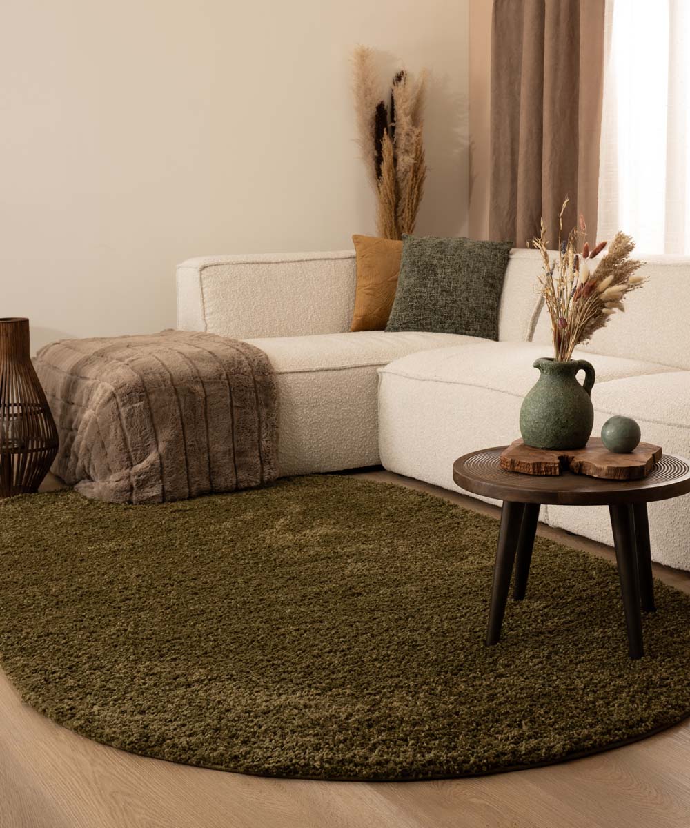 Tapis ovale poils longs - Shaggy Trend vert olive - sfeer Tapis ovale poils longs - Shaggy Trend vert olive - sfeer