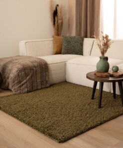 Tapis Carré poils longs Shaggy Trend - vert olive - sfeer