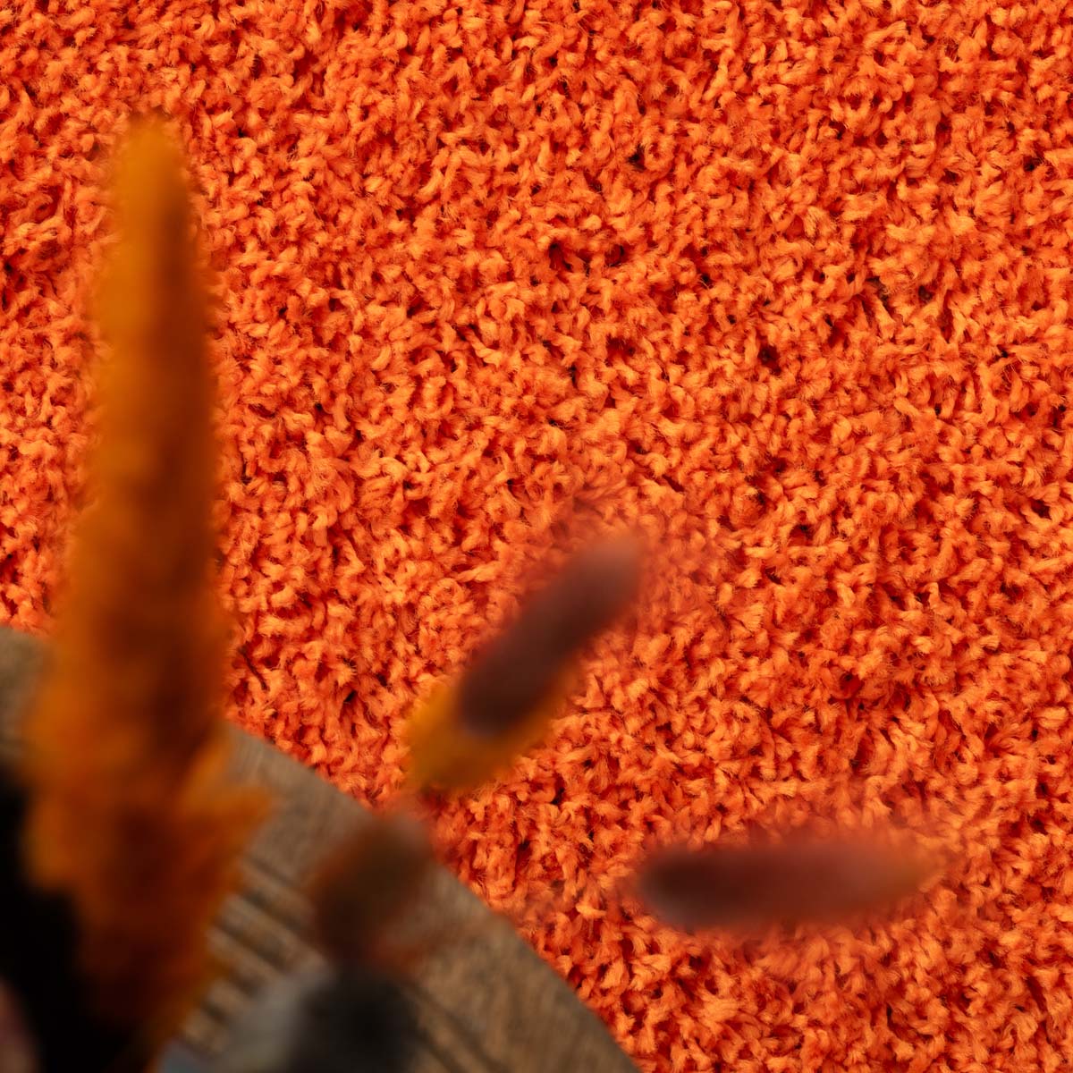 Tapis Carré poils longs Shaggy Trend - orange - close up Tapis Carré poils longs Shaggy Trend - orange - close up