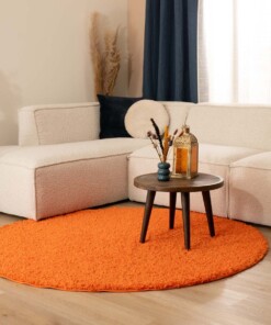 Tapis rond poils longs Shaggy Trend - orange - sfeer, thumbnail