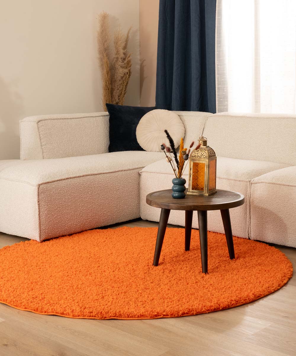 Tapis rond poils longs Shaggy Trend - orange - sfeer Tapis rond poils longs Shaggy Trend - orange - sfeer