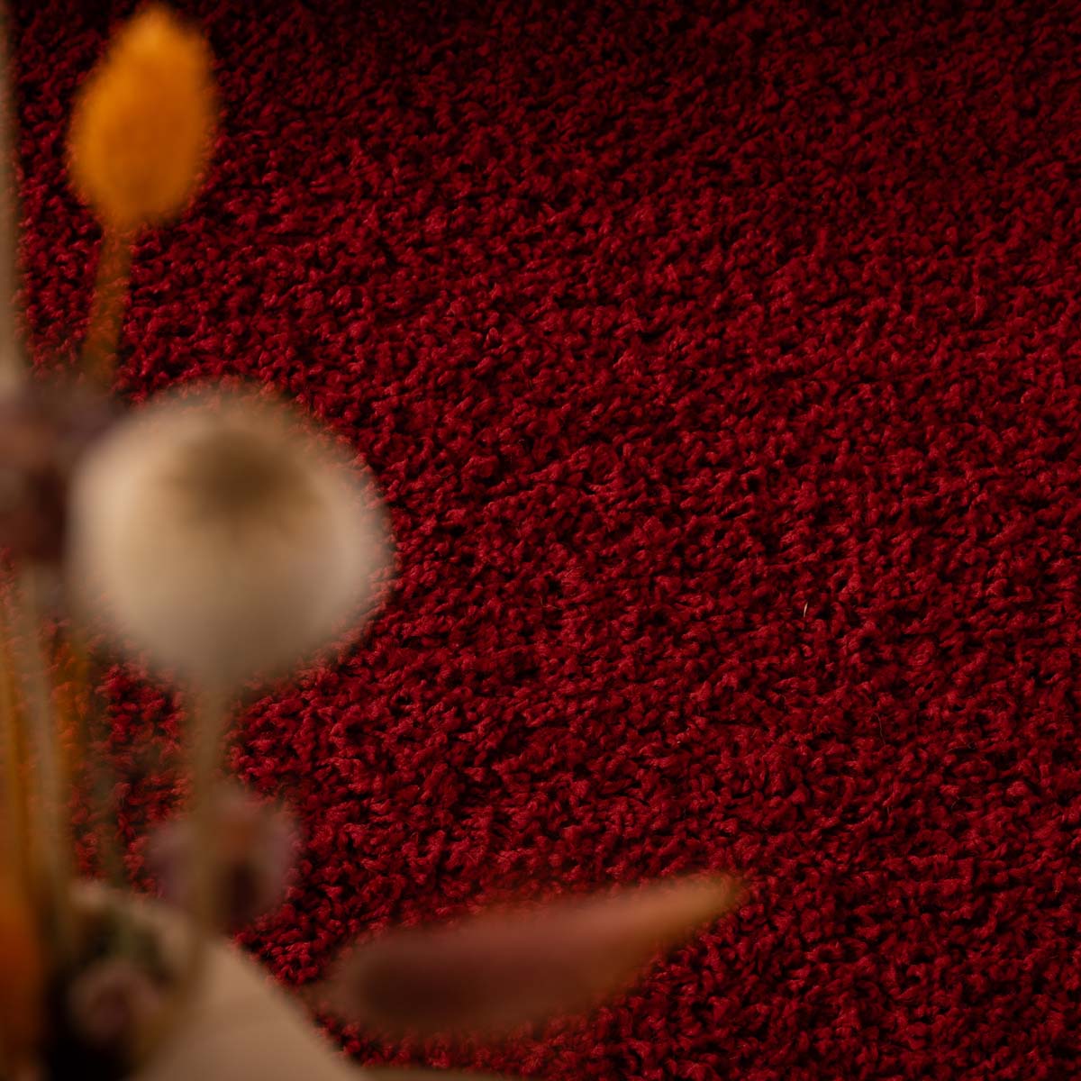 Tapis Rond poils longs Shaggy Trend - rouge - close up Tapis Rond poils longs Shaggy Trend - rouge - close up