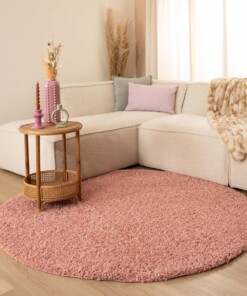 Tapis rond poils longs Shaggy Trend - rose - sfeer, thumbnail