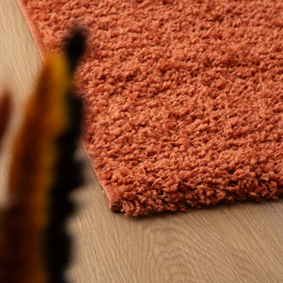 Tapis Carré poils longs Shaggy Trend - terracota - close up Tapis Carré poils longs Shaggy Trend - terracota - close up