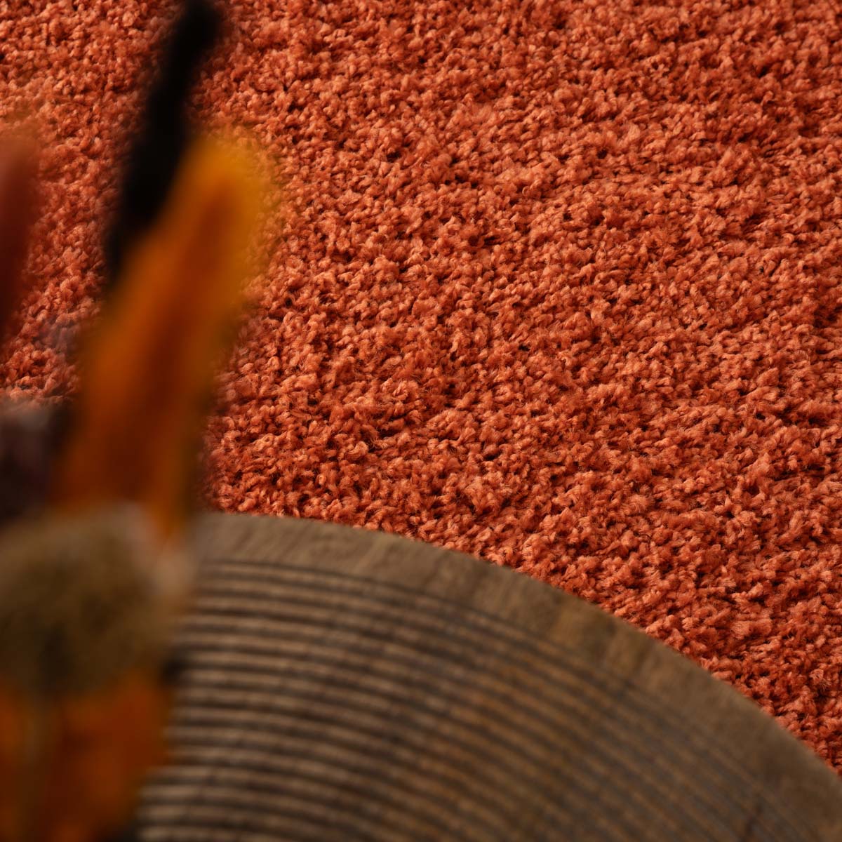 Tapis Carré poils longs Shaggy Trend - terracota - close up Tapis Carré poils longs Shaggy Trend - terracota - close up