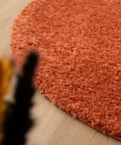 Tapis Rond poils longs Shaggy Trend - terracota - close up, thumbnail Tapis Rond poils longs Shaggy Trend - terracota - close up, thumbnail
