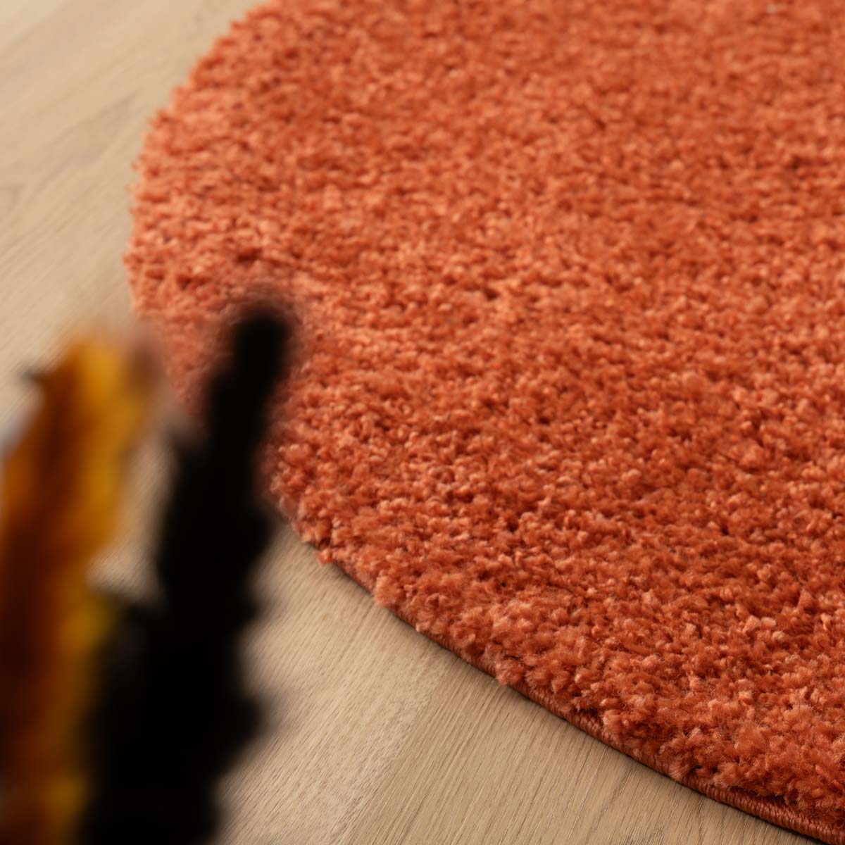 Tapis Rond poils longs Shaggy Trend - terracota - close up Tapis Rond poils longs Shaggy Trend - terracota - close up