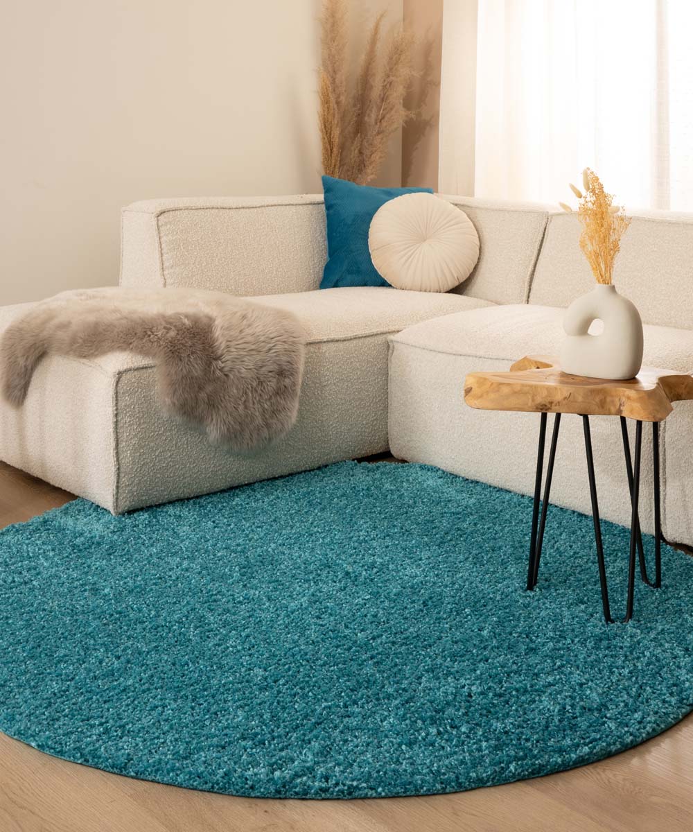 Tapis Rond poils longs Shaggy Trend - turquoise - sfeer Tapis Rond poils longs Shaggy Trend - turquoise - sfeer
