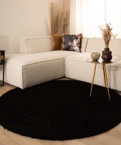 Tapis rond poils longs Shaggy Trend - noir - sfeer