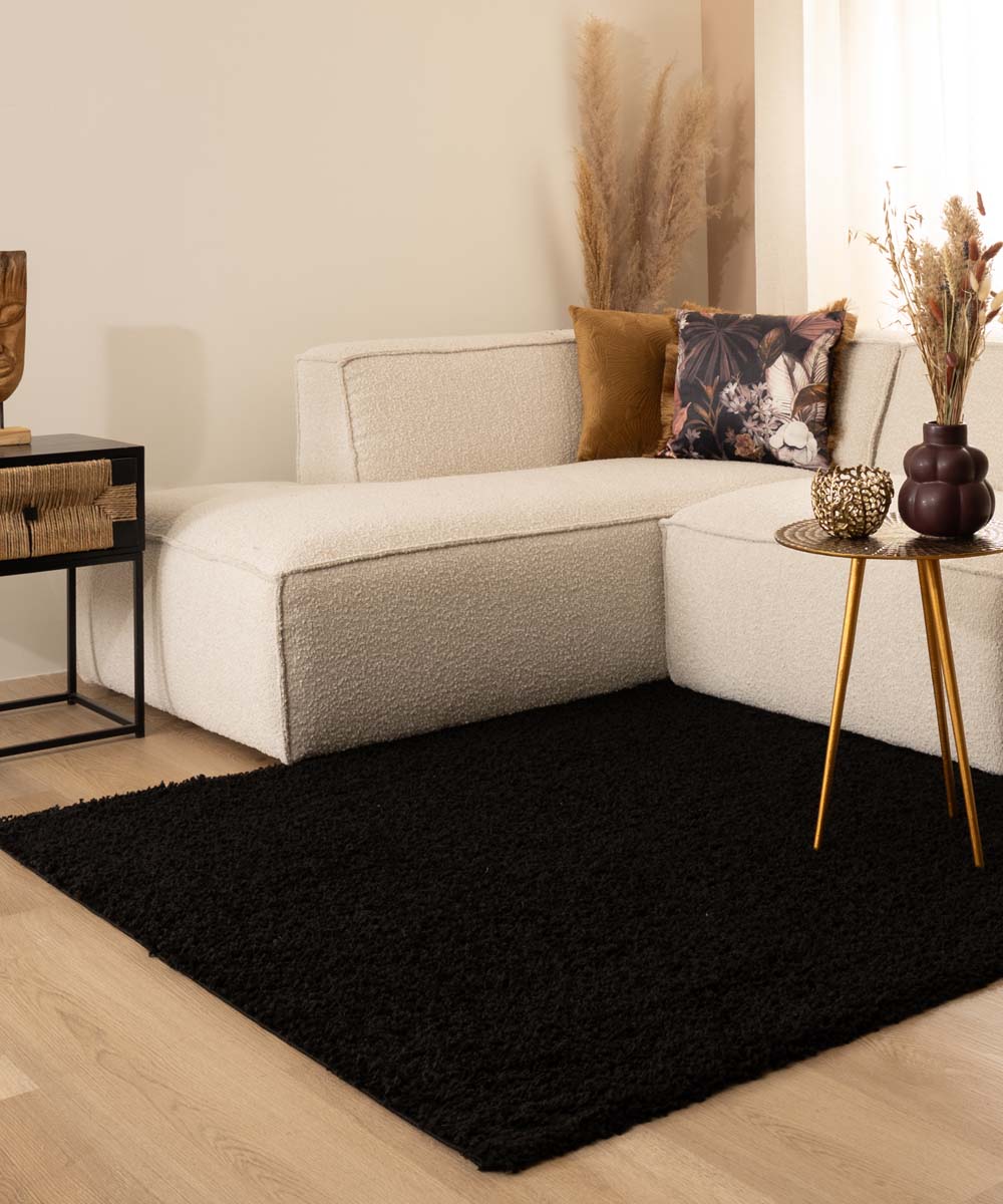Tapis Carré poils longs Shaggy Trend - noir - close up Tapis Carré poils longs Shaggy Trend - noir - close up
