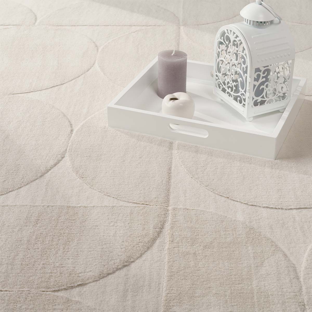 Tapis doux - Emily Circles crème - close up Tapis doux - Emily Circles crème - close up