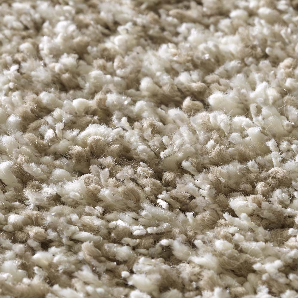 Tapis rond poils longs - Shaggy Prime blanc/beige - close up Tapis rond poils longs - Shaggy Prime blanc/beige - close up
