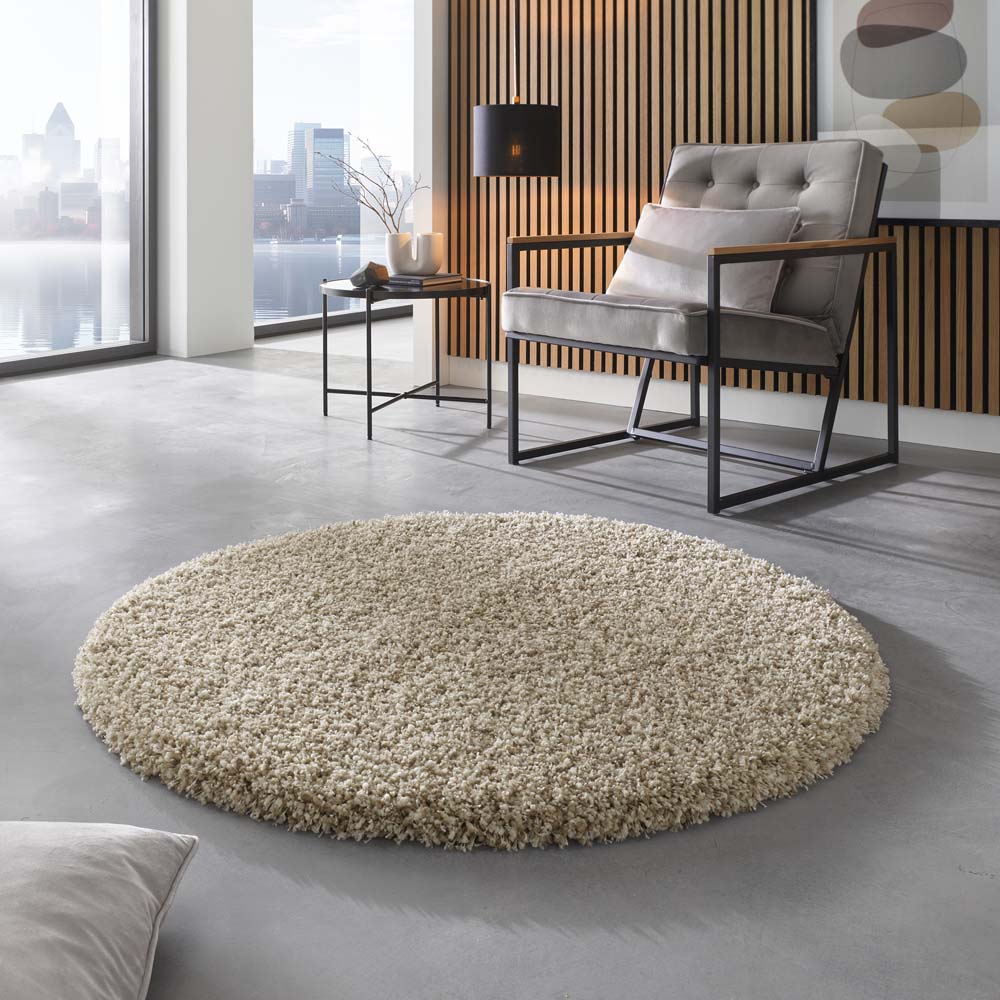 Tapis rond poils longs - Shaggy Prime blanc/beige - sfeer Tapis rond poils longs - Shaggy Prime blanc/beige - sfeer