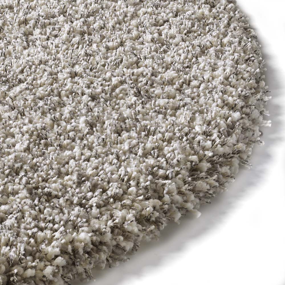 Tapis rond poils longs - Shaggy Prime blanc/argent - close up Tapis rond poils longs - Shaggy Prime blanc/argent - close up