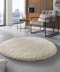 Tapis rond poils longs - Shaggy Prime crème - sfeer