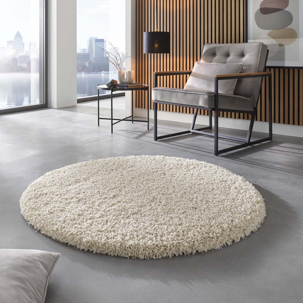 Tapis rond poils longs - Shaggy Prime crème - sfeer Tapis rond poils longs - Shaggy Prime crème - sfeer