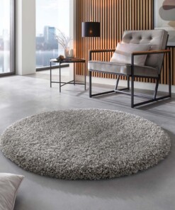 Tapis rond poils longs - Shaggy Prime argent - sfeer
