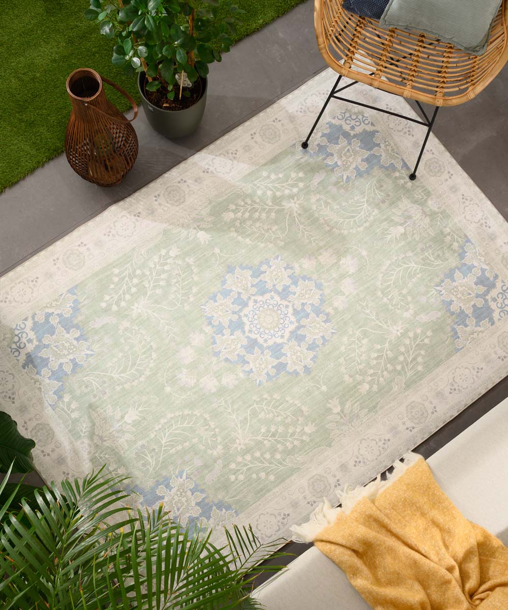 Tapis extérieur vintage - Valenca Luna vert sauge - sfeer Tapis extérieur vintage - Valenca Luna vert sauge - sfeer