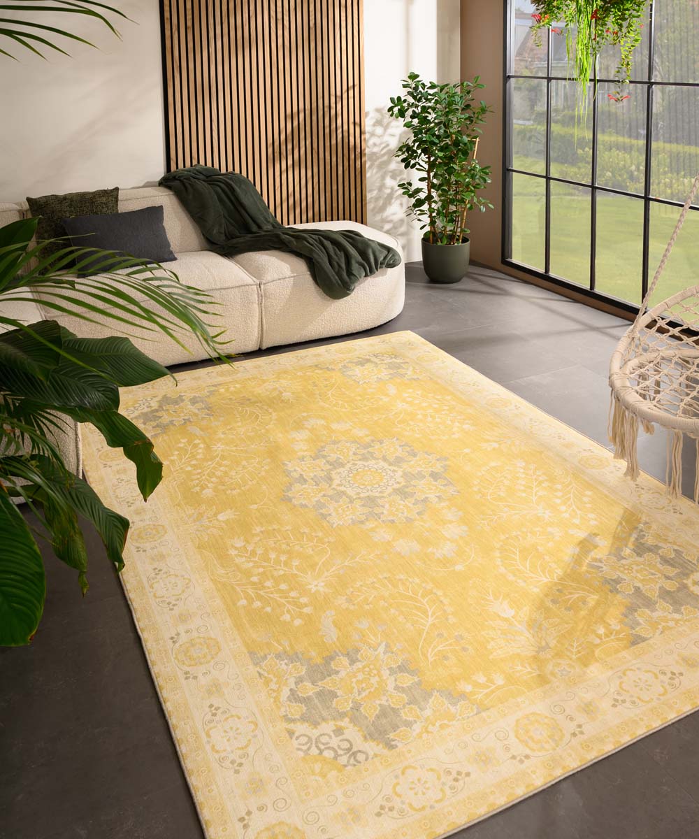 Tapis extérieur vintage - Valenca Luna jaune - sfeer Tapis extérieur vintage - Valenca Luna jaune - sfeer