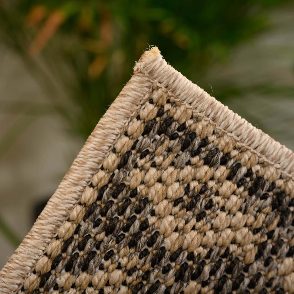 Tapis d'extérieur Carré Sunny oriental - beige/noir - close up Tapis d'extérieur Carré Sunny oriental - beige/noir - close up